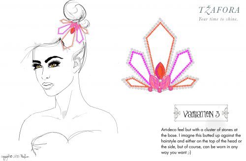 tzafora, custom ballroom, ballroom jewelry, jewelry sketch